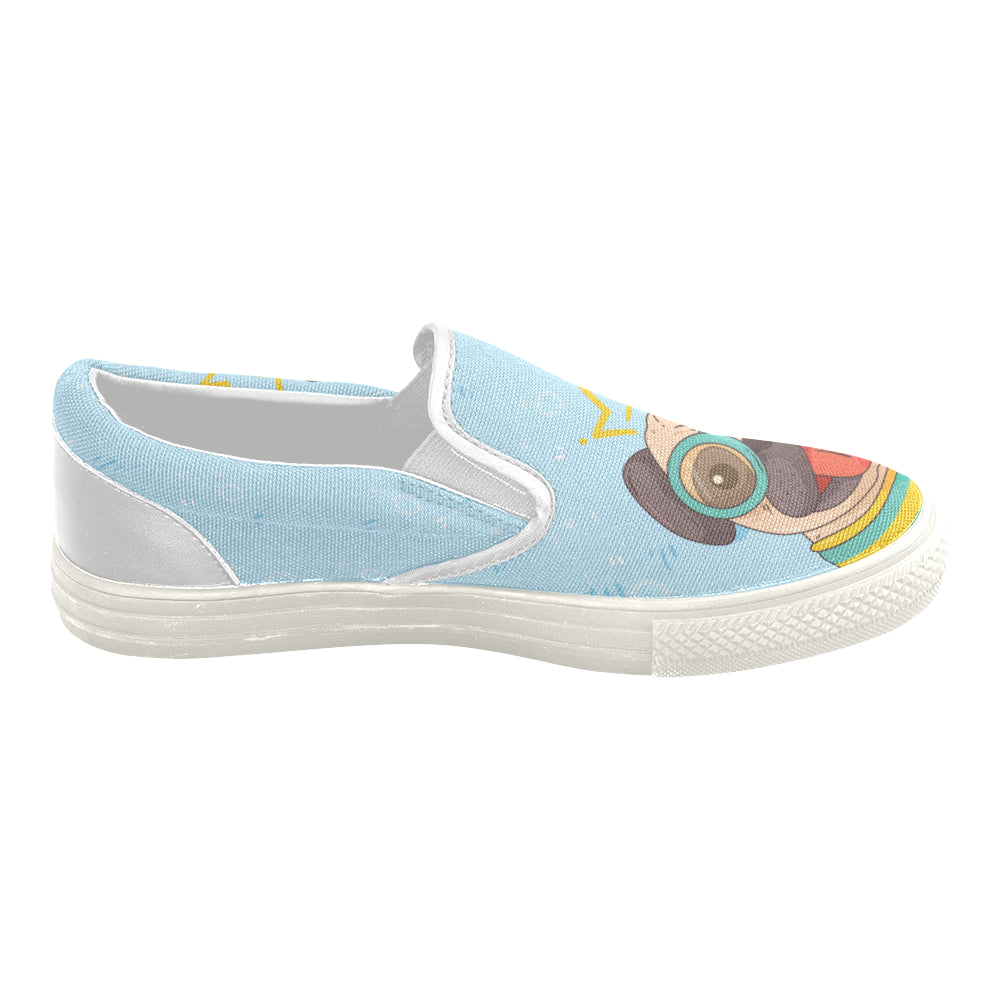 Pug with glass Women's Slip-on Canvas Shoes – ThakieStore