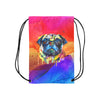 Pug Watercolor Small Drawstring Bag  (Twin Sides)