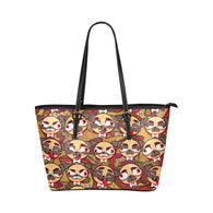 pug_pizzal-01 Leather Tote Bag/Small (Model 1651)