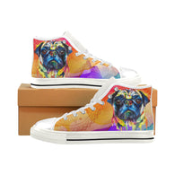 Pug Water Color Men’s Classic High Top Canvas Shoes