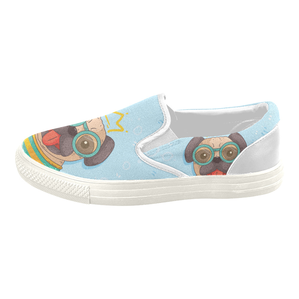 Pug with glass Women's Slip-on Canvas Shoes – ThakieStore