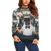 Pug cool All Over Print Crewneck Sweatshirt for Women