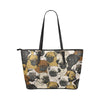 pug vintage Leather Tote Bag/Small