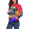 pug wwater color All Over Print Bomber Jacket for Women (Model H19)